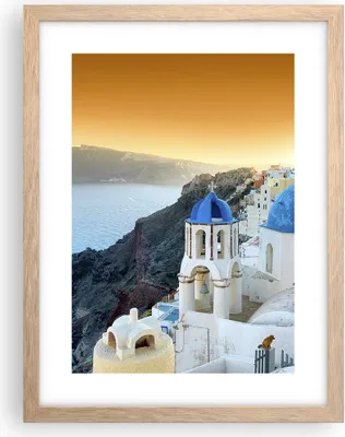 Produktbild von Gerahmtes Poster - Rahmen in heller Eiche - Santorini Griechenland Urlaub Insel - 30x40 cm - Wand Bild - Wanddeko - Wandbilder - Wandposter - Bilderrahmen - Bilder - Kunstdruck - P2NPA30x40-2529