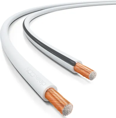 Produktbild von deleyCON 25m Lautsprecherkabel Boxenkabel 2x 0,75mm² Kupferüberzogenes Aluminium CCA Polaritätskennzeichnung 2x24x0,20mm Litze BauPVO / CPR - Weiß