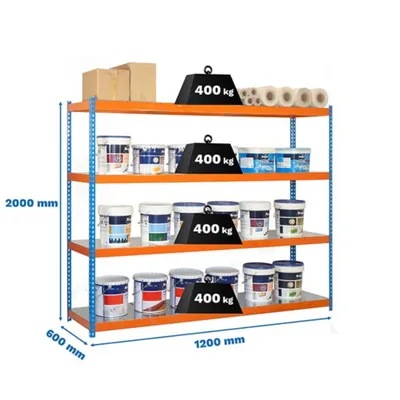 Produktbild von Simonrack Schwerlastregal ECOFORTE 1206-4 457100047201264 orange, blau 120,0 x 60,0 x 200,0 cm