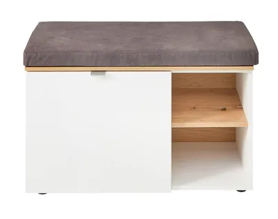 Produktbild von Schuhbank >Bari< in Weiß matt, mit Sitzkissen - 78x50x38cm (BxHxT)