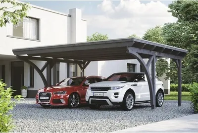 Obrázek produktu pro Přístřešek na auto Konsta dvojitý 618 x 500 cm břidlicově šedý vč. alu plechu a 2 oblouků