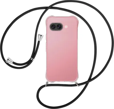 Produktbild von Handykette Backcover-Schutzhülle mit Band (Metall silberfarben) für Google Pixel 9A - schwarz
