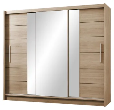 Produktbild von Masseno Schiebetürenschrank KAYLE 250/215/61 cm 3-türig mit Spiegel Sonoma Eiche