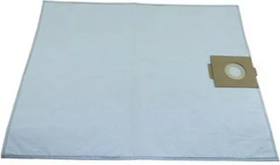 A white vacuum cleaner bag with a brown cardboard attachment.