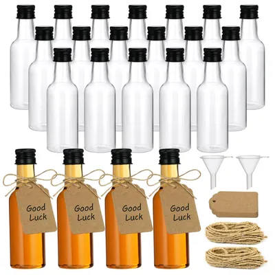18 Mini-Kunststoffflaschen 50 ml mit Deckel & Trichter
