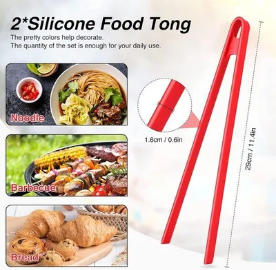 Immagine prodotto di Pinze da cucina in silicone, 29 cm, resistenti al calore, antistatiche, rosso-rosso, pinze da cucina in silicone, per cucinare, grigliare, girare