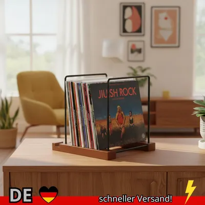 Produktbild von Schallplattenhalter Tischplatte aus Holz Schallplattenständer