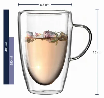 Image de LEONARDO, tasse à double paroi DUO, 400 ml, vue unique, 0,4 litre, transparente, en verre, tasse, modèle universel
