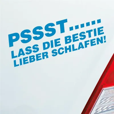 Produktbild von Auto Aufkleber Pssst… Lass die Bestie lieber schlafen! Tuning 15x5 cm Hellblau Sticker Heckscheibenaufkleber