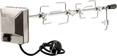 Produktbild von Zestaw rożna do grilla BBQ-Toro 100 cm z 4x igłami do mięsa i silnikiem ze stali nierdzewnej, 220V - 240V, rożen obrotowy