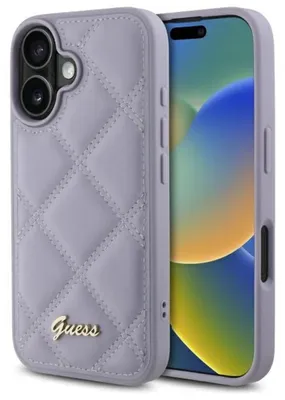 Obrázok produktu pre Puzdro Guess GUHCP16SPSQSQSU, pevné, svetlofialové, pre iPhone 16 6,1", s kovovým logom s technikou quilling