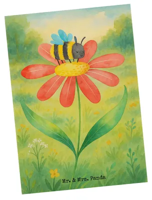 Produktbild von Mr. & Mrs. Panda Postkarte Hummel Blume Design - Weiß - Geschenk, Fotokarte, Hummeln, Ansichtskarten, Grußkarte, Natur, Lustige Sprüche, Biene, Wespe, Ansichtskarte