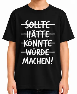 Immagine prodotto di Magari. Potrebbe. Dovrebbe. Frase motivazionale. Maglietta per bambini, nera, taglia 140