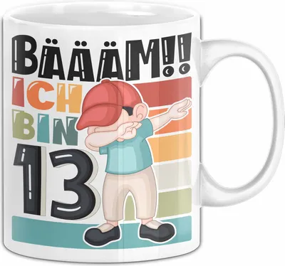 Produktbild von 13. Geburtstag Geschenk Tasse Becher Jungen Geburtstagsgeschenk Sohn Bäääm Ich Bin 13 Teenager (Weiß)