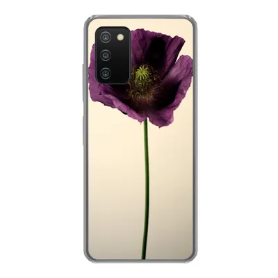 Produktbild von MuchoWow® Handyhülle Schutzhülle Hülle für Samsung Galaxy A03s Nahaufnahme eines violetten Mohns Silikon Softcase Handy Hülle - Schutz