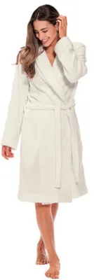 Imagen del producto de Bata Unyqoos® de 100% algodón orgánico (380 g/m²) – color crema, talla XL, gruesa y extra absorbente, bata de baño para el hogar y el spa