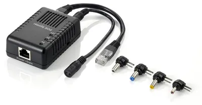 Produktbild von LevelOne 512V DC PoE Splitter, IEEE 802.3, IEEE 802.3af, IEEE 802.3u, 10/100Base-TX, Schwarz, Leistung, 0 - 45 °C, 5 - 95%