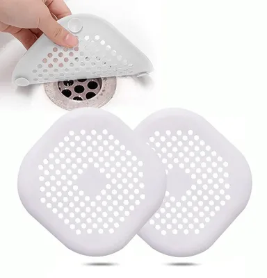 Produktbild von Abflusssieb Abflussschutz Silikon - 13,8 x 13,8 cm - 2 Stück - Weiß