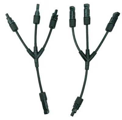Produktbild von Solarkabel 1 Paar Solarstecker T Verteiler 3-Fach mit 20cm Kabelverlängerung für Parallelschaltung Solarmodul