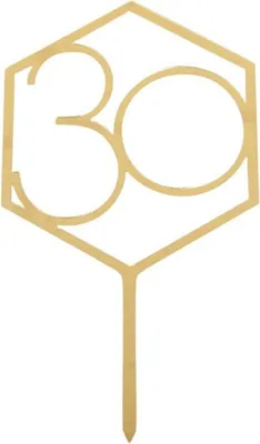 Immagine prodotto di Decorazione per torta in acrilico per il trentesimo compleanno, numero 30 dorato