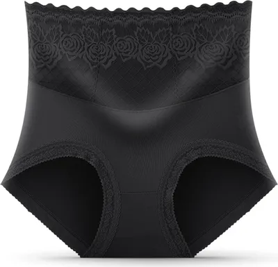 Produktbild von Damen-Höschen, nahtlos, hohe Taille, Bauchkontrolle, dehnbare Slips, gute Atmungsaktivität, Spitze, einfarbig, schmale Passform, lässige Sportunterhose