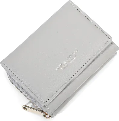 Immagine prodotto di HAIWILL portafoglio donna piccolo portamonete in Finto cuoio 7 slot per carte grigio