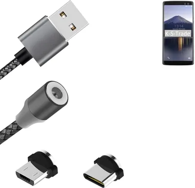 Produktbild von K-S-Trade Hochwertiges Magnet-Lade-kabel Sync-Kabel Daten-Kabel für Doogee BL12000 mit USB-Typ-C-Anschluss und Micro-USB-Anschluss 2A bis zu 480mbps