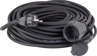 Obrázek produktu pro Plastový prodlužovací kabel s ochrannou zástrčkou, IP44, 230 V/16 A, délka 10 metrů, černý