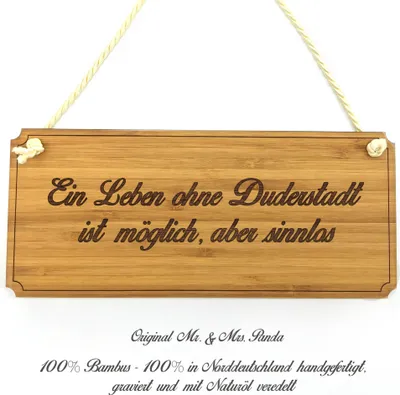 Produktbild von Mr. & Mrs. Panda Schild Duderstadt - Geschenk, Holz Wegweiser, Praxisschild, Landhaus, Geschenkidee, Hinweisschild, Türschild, Graviert, Shabby