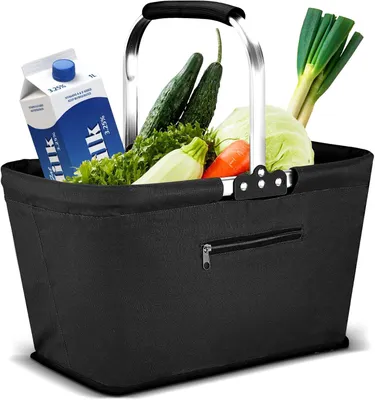 Produktbild von Einkaufskorb, Picknickkorb, Tragekorb, 30L Faltbar Einkaufskorb, Familie Einkaufstasche Praktischer Einkaufen Korb für Reisen, Picknick, Einkaufen