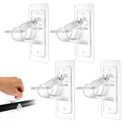 Selbstklebende Vorhangstangenhalter, 4 Stück, transparent, verstellbar