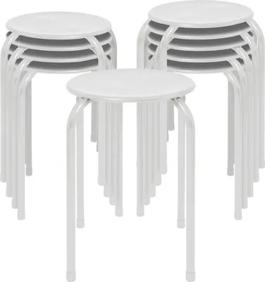 Produktbild von Harbour Housewares Stapelhocker aus Metall – Mattweiß – 10er-Pack