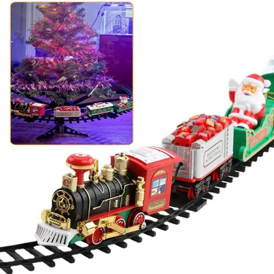 Immagine prodotto di Set ferroviario giocattolo natalizio con luci e suoni, regalo elettrico espresso per Babbo Natale per bambini