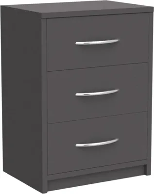 Produktbild von Nachttisch Graphit Schlichter Nachtschrank mit 3 Schubladen BxHxT 39x54x28cm