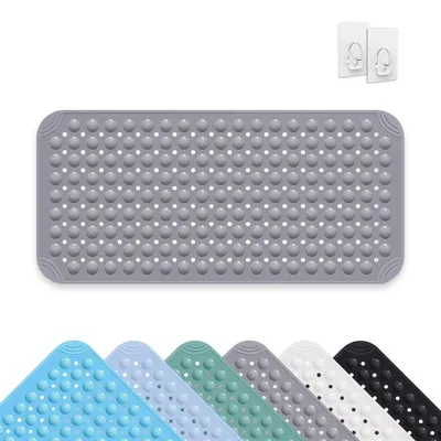Obrázek produktu pro Protiskuzová podložka pod sprchu, rozměry 40 x 80 cm, PVC, šedá barva, s přísavkami, vhodná pro praní v pračce