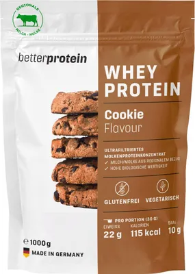 Produktbild von Whey Protein - Cookies & Cream 1 kg - Produziert in Deutschland aus regionaler Milch - Eiweißpulver zum Muskelaufbau und Abnehmen