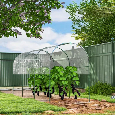 Produktbild von SUGIFT Tomatengewächshaus Foliengewächshaus, Gewächshaus Folie Bogendach, transparent, Stahl | 8 Erdanker | 4 Stahlbögen | 400 x 120 x 170 cm