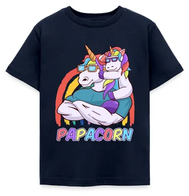 Produktbild von Spreadshirt Papacorn Cooler Papa Kinder T-Shirt, 110/116 (5-6 Jahre), Navy