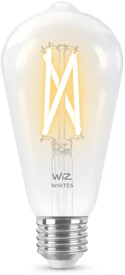 Produktbild von WiZ Filament-Lampe, transparent, 60 W ST64 E27, Intelligentes Leuchtmittel, Wi-Fi/Bluetooth, Weiß, Wi-Fi 4 (802.11n), 802.11b, 802.11g, LED, E27