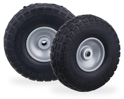 Produktbild von 8 x Sackkarrenrad, pannensichere Vollgummireifen, 4.1/3.5-4", 16 mm Achse, bis 150 kg, H x D: 26 x 8,5 cm, schwarz-grau