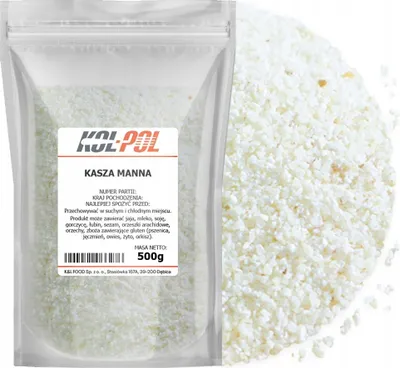 Zdjęcie produktu dla KASZA MANNA 500g Grysik naturalna kaszka do deserów wysoka jakość Kol-Pol