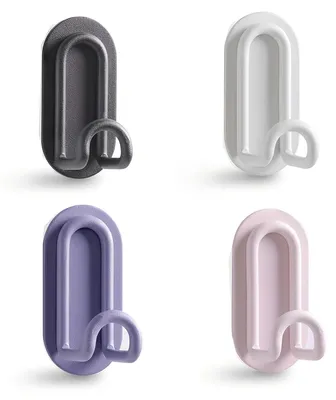Image de Lot de 4 porte-serviettes, pas de perçage nécessaire, crochets adhésifs, crochets adhésifs en acier inoxydable, crochets muraux adhésifs, crochets adhésifs résistants pour murs, pour salle de bains, toilettes, cuisine, bureau (en forme de U)
