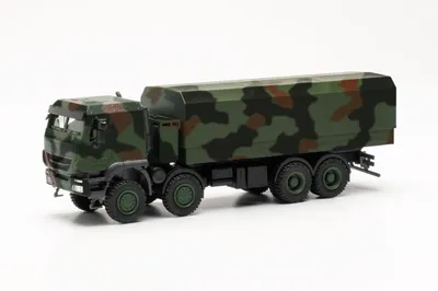 Productafbeelding van Herpa 746922 - 1/87 Iveco Trakker 8x8, gepantserde vrachtwagen met open laadbak, camouflageprint