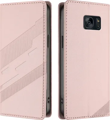 Produktbild von Hülle für Samsung Galaxy S7, Kunstleder Brieftaschen Handyhülle mit Kartenfach und Standfunktion Pink
