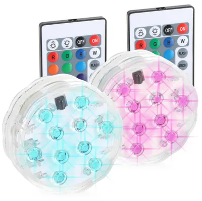 Produktbild von com-four® 2x LED-Poolbeleuchtung mit Farbwechselfunktion - Energieeffizientes und batteriebetriebenes Licht für eine Oase der Entspannung
