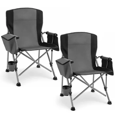 Produktbild von Campingstuhl Faltbar 150kg, Klappstuhl Gepolstert Campingsessel mit Getränkehaltern Faltbarer Angelstuhl Für Outdoor