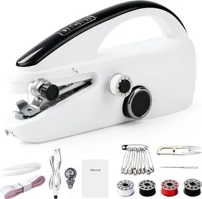 Produktbild von Handnähmaschine, tragbare Mini -Elektromaschinenzubehöranfänger, einfache Schnellnähe, geeignete DIY -Kleidung, Stoffe, Schnitte, Heimreisen