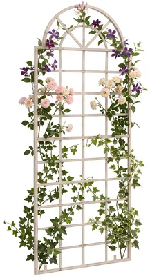 Produktbild von CLP Rankgitter Viva aus Eisen mit Rundbogen und Wandhalterung für den Garten | Farbe antik-creme, KI-generiertes Bild