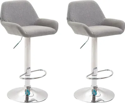 Imagen del producto de Conjunto de 2 taburetes de bar ajustables – Taburetes para bar – con respaldo cómodo y reposapiés | Color: Gris | Color base: Cromo