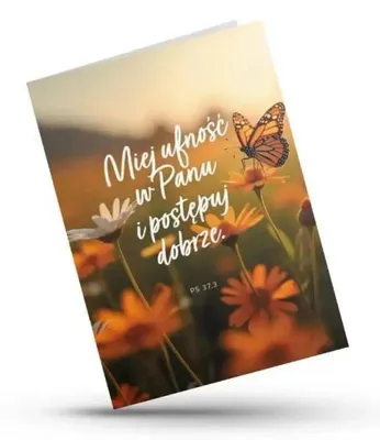 Zdjęcie produktu dla Kartka składana - Miej ufność w Panu - motylek - Szaron
